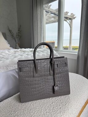 Saint Laurent | Grey Croc Sac De Jour Large